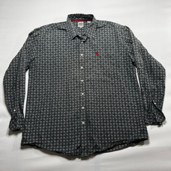 Cinch Men's Long Sleeve Black White Geo Print Button Up Shirt - Size XL - Picture 1 of 5